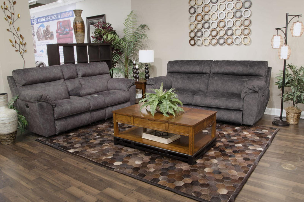 Catnapper Sedona Pwr Hdrst w/Lumbar Lay Flt Rcl Cnsl Loveseat w/Stg & Cphldrs in Smoke 762229