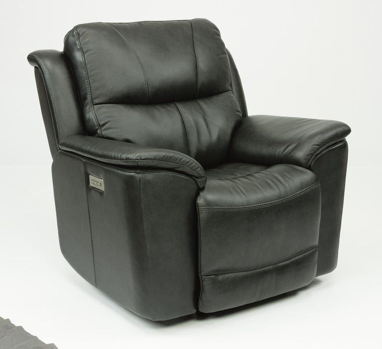 Flexsteel Latitudes Cade Leather Power Recliner w/Power Headrest in Black