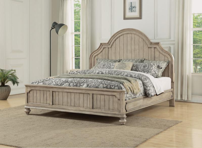 Flexsteel Wynwood Plymouth Queen Panel Bed in Whitewash Wood