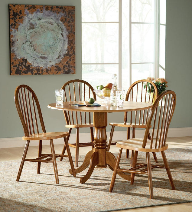 John Thomas Furniture Dining Essentials 42" Dropleaf Round Table in Cinnamon/Espresso