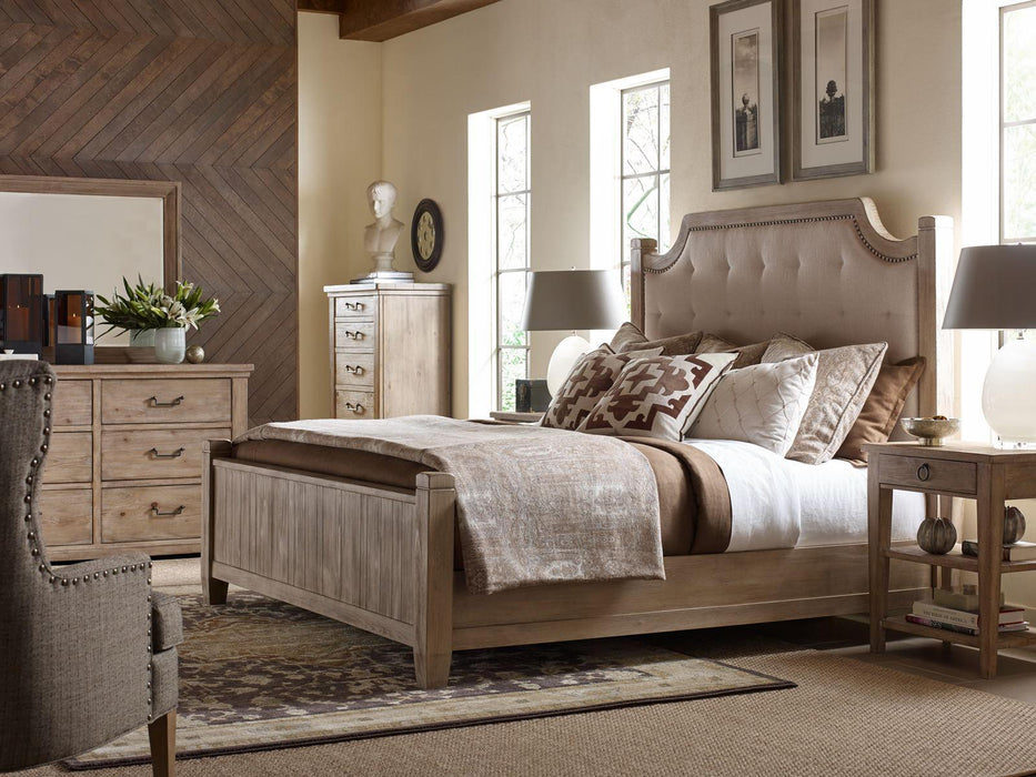 Legacy Classic Furniture Monteverdi by Rachael Ray Upholstered Low Post King Bed in Sun-Bleached Cypress - Furniture House (VA)