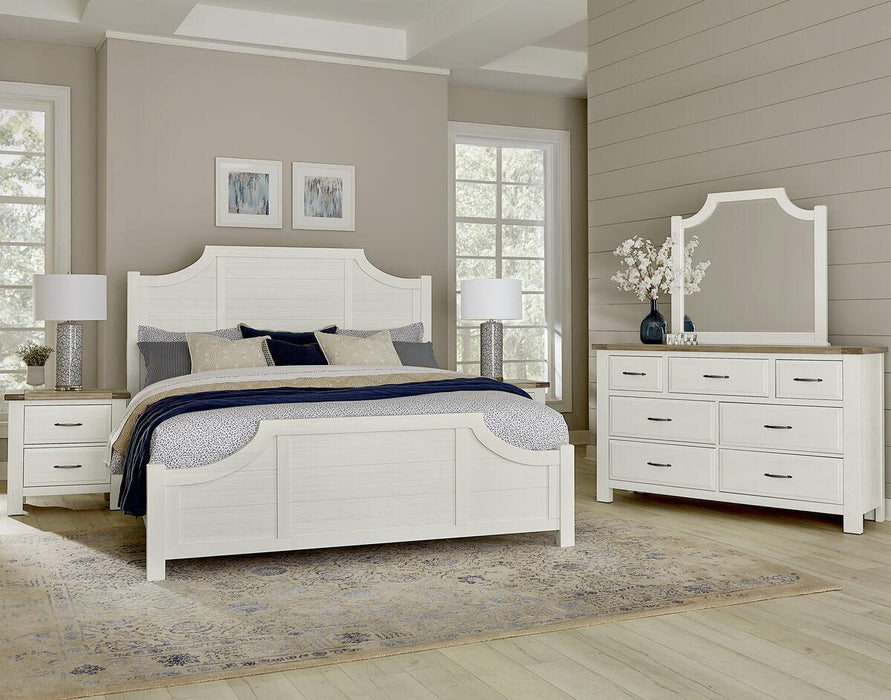 Vaughan-Bassett Maple Road King Scalloped Bed in Soft White