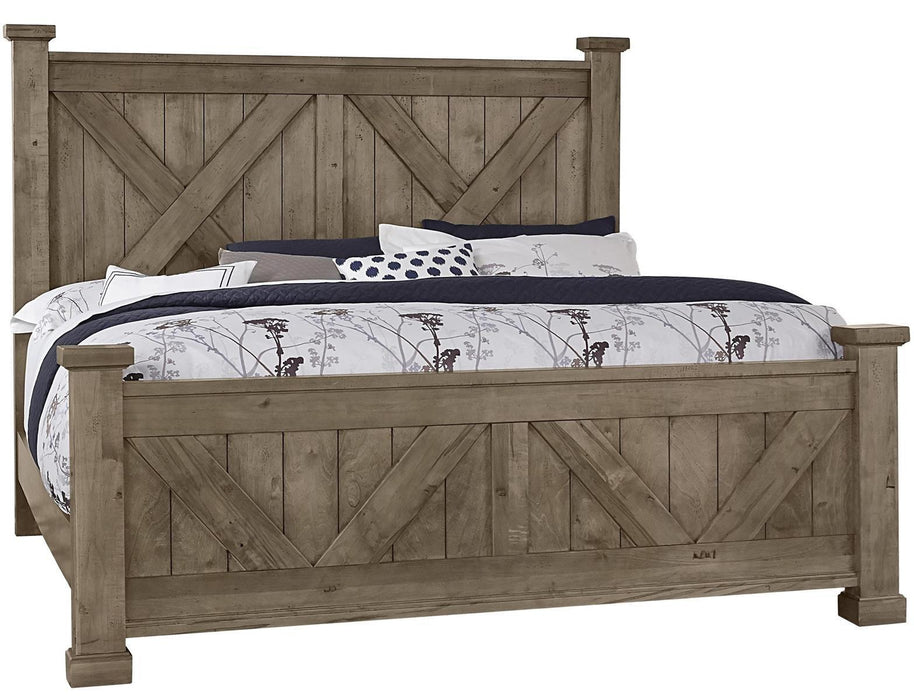 Vaughan-Bassett Cool Rustic Queen Barndoor X Headboard and Footboard Bed in Stone Grey image