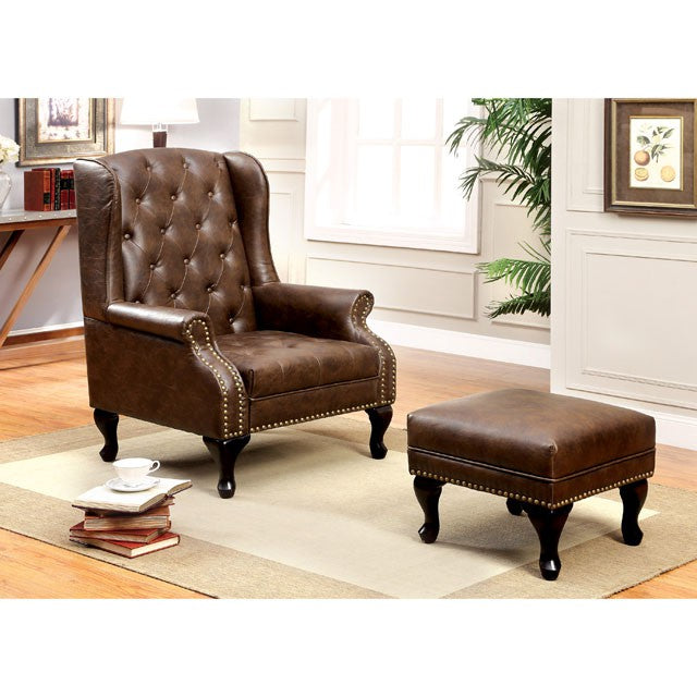 VAUGH Rustic Brown Accent Chair